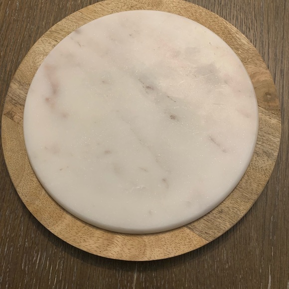 Cheese Board - Wood and Corian(or marble)? 9 3/4” D to Wood. Weighs 3 1/2 lbs - Picture 2 of 4